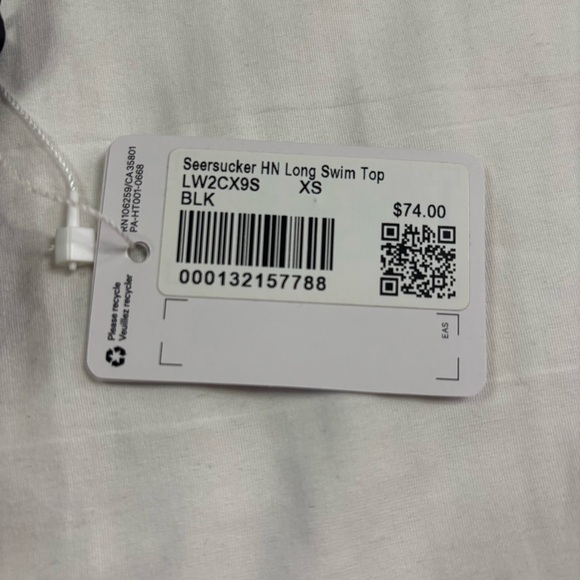 Lululemon Searsucker HN Long Swim Top BLK Black Women’s Size XS - Picture 3 of 5